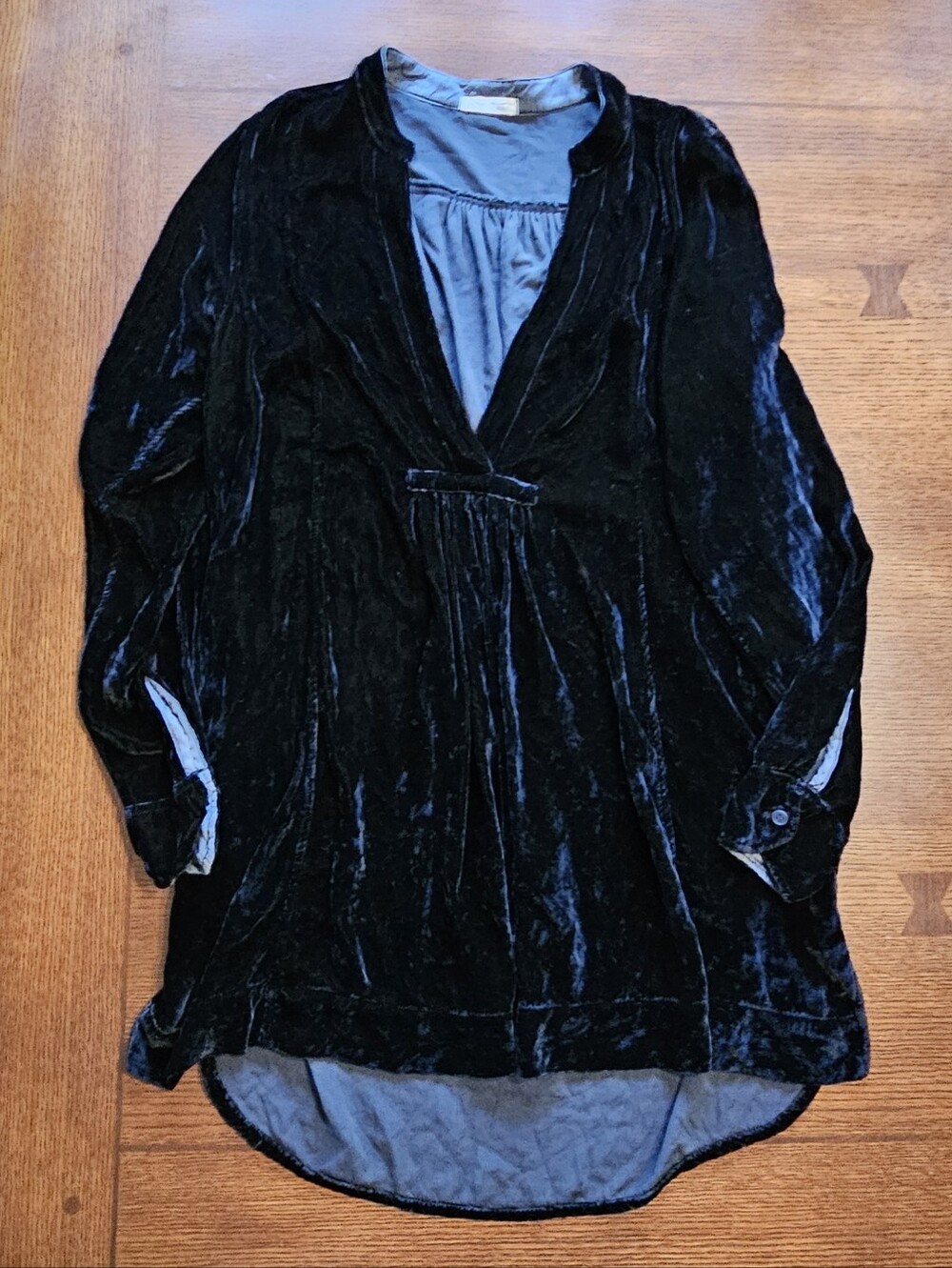 Free People X CP Shades Silk Blend Crushed Velvet Blouse Small
